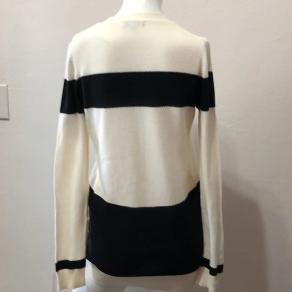 Madewell Off White & Black 100% Cotton Color Block Button Cardigan Size Small - Picture 3 of 4
